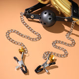 Bondage Nipple Clamp & Ball Gag Set — SM Tease & Restraint Toy