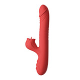 Roll, Press, Tease! Charm Red Mouth Vibrator with Dual Controls & Luxurious Silicone Feel