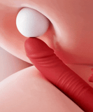 Red Dual-Action Vibrator with Tongue Clit Stimulator – Realistic Textured Shaft | Love Fever