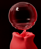 Red Dual-Action Vibrator with Tongue Clit Stimulator – Realistic Textured Shaft | Love Fever