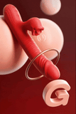 Red Dual-Action Vibrator with Tongue Clit Stimulator – Realistic Textured Shaft | Love Fever