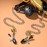 Bondage Ball Gag with Nipple Clamps – Adjustable Kink Restraint Set for Couples | Love Fever