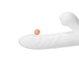 Moonlight White Telescopic Sucking Vibrator – Elegant Dual-Action Pleasure with Suction & Bead Motion